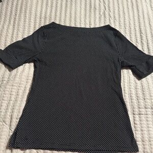 Lauren Ralph Lauren Women Black & White Polka Dot boatneck 100 % Cotton  Medium